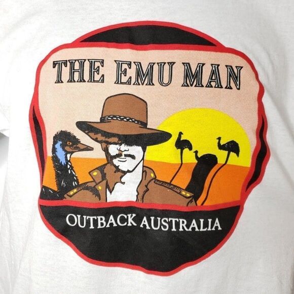 The Emu Man T Shirt Vintage 80s Outback Australia Emu Oil 50/50 Made In USA Mens - Picture 2 of 6